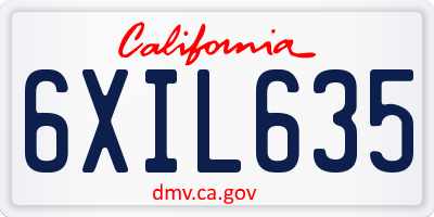 CA license plate 6XIL635