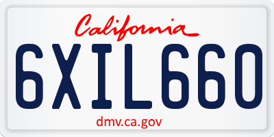 CA license plate 6XIL660
