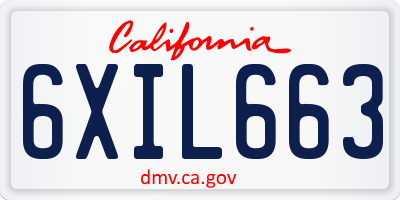 CA license plate 6XIL663
