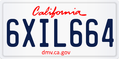 CA license plate 6XIL664