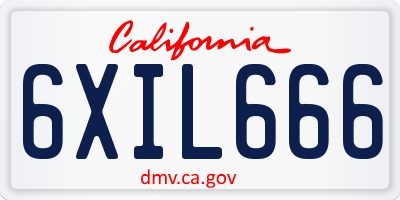CA license plate 6XIL666