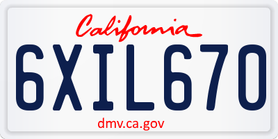CA license plate 6XIL670