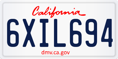 CA license plate 6XIL694