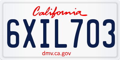 CA license plate 6XIL703