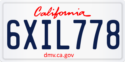 CA license plate 6XIL778