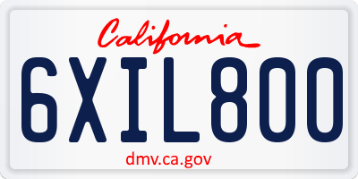 CA license plate 6XIL800