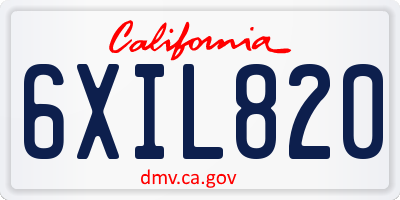 CA license plate 6XIL820