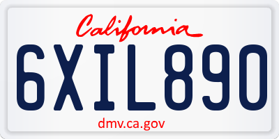 CA license plate 6XIL890