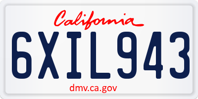 CA license plate 6XIL943