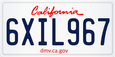 CA license plate 6XIL967