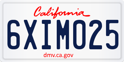 CA license plate 6XIM025