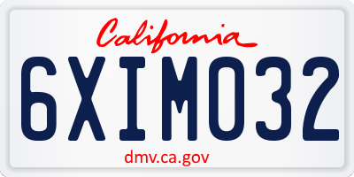 CA license plate 6XIM032