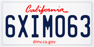 CA license plate 6XIM063