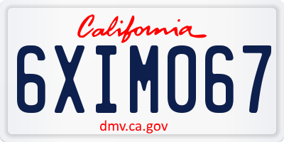 CA license plate 6XIM067