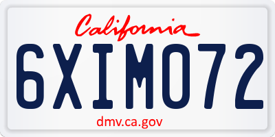 CA license plate 6XIM072