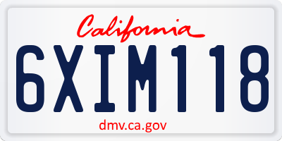 CA license plate 6XIM118