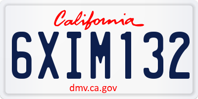 CA license plate 6XIM132