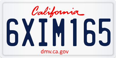 CA license plate 6XIM165