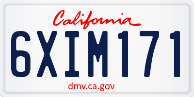 CA license plate 6XIM171