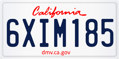 CA license plate 6XIM185
