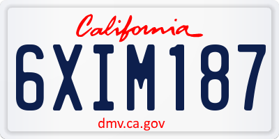 CA license plate 6XIM187