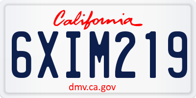 CA license plate 6XIM219