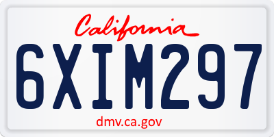 CA license plate 6XIM297