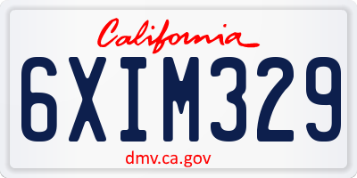 CA license plate 6XIM329
