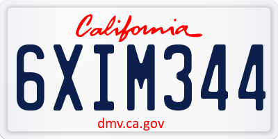 CA license plate 6XIM344