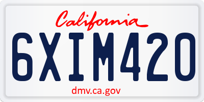 CA license plate 6XIM420