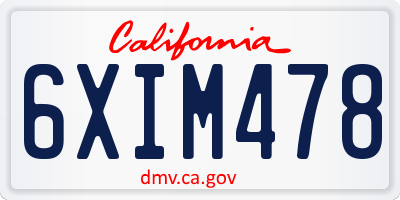CA license plate 6XIM478