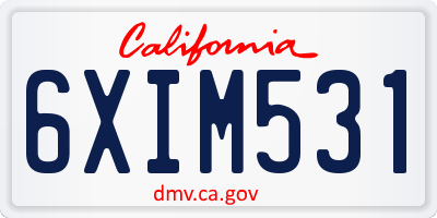 CA license plate 6XIM531