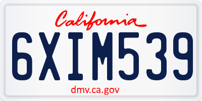 CA license plate 6XIM539