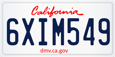 CA license plate 6XIM549
