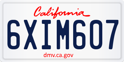 CA license plate 6XIM607