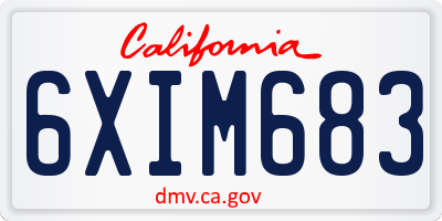 CA license plate 6XIM683