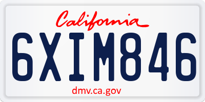 CA license plate 6XIM846