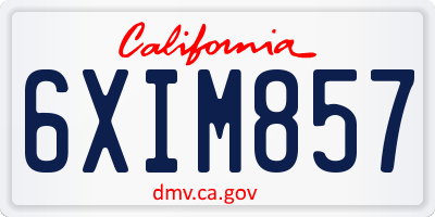 CA license plate 6XIM857