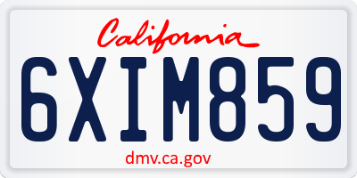 CA license plate 6XIM859