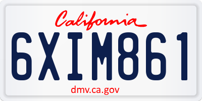 CA license plate 6XIM861