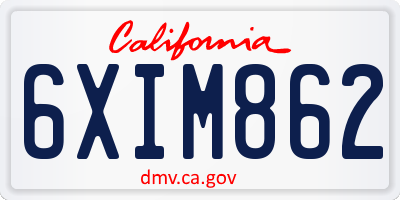 CA license plate 6XIM862