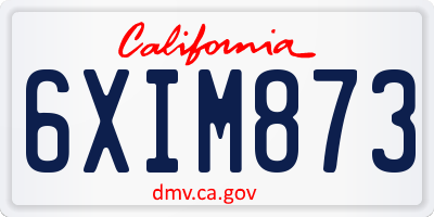CA license plate 6XIM873