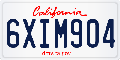 CA license plate 6XIM904