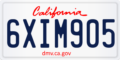 CA license plate 6XIM905