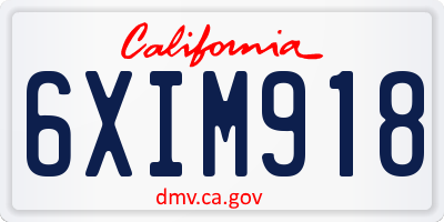 CA license plate 6XIM918