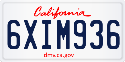 CA license plate 6XIM936