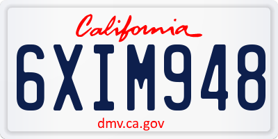 CA license plate 6XIM948