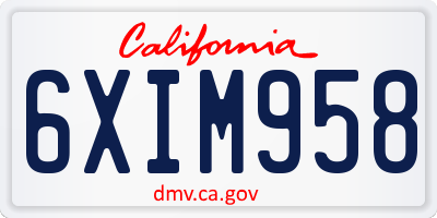 CA license plate 6XIM958