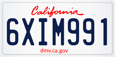 CA license plate 6XIM991