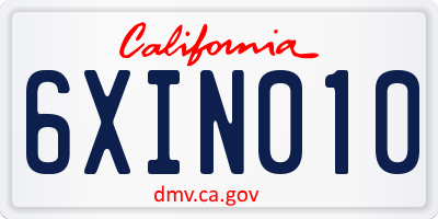 CA license plate 6XIN010